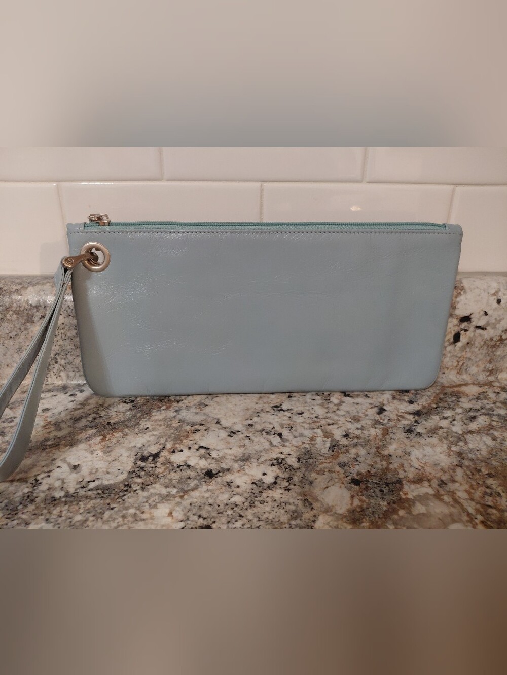 HOBO Light Blue Leather Wristlet Clutch